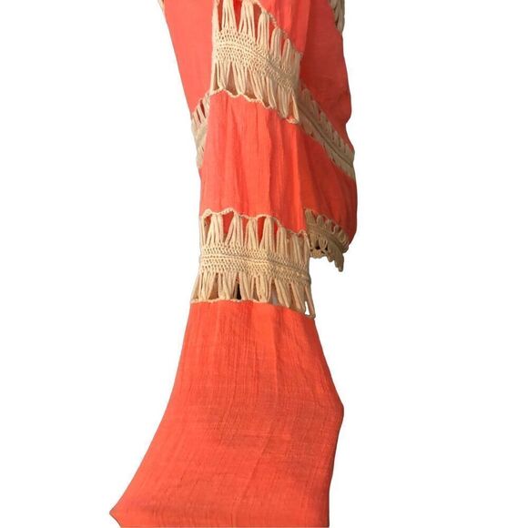 Lace crochet Umgee Boho Stretch Knit Tunic with Lacy Crochet Trim Coral size S - Picture 7 of 15